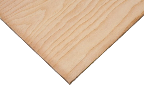 Close-up of smooth, light-colored marine grade fir plywood panel for lumber and building material projects
