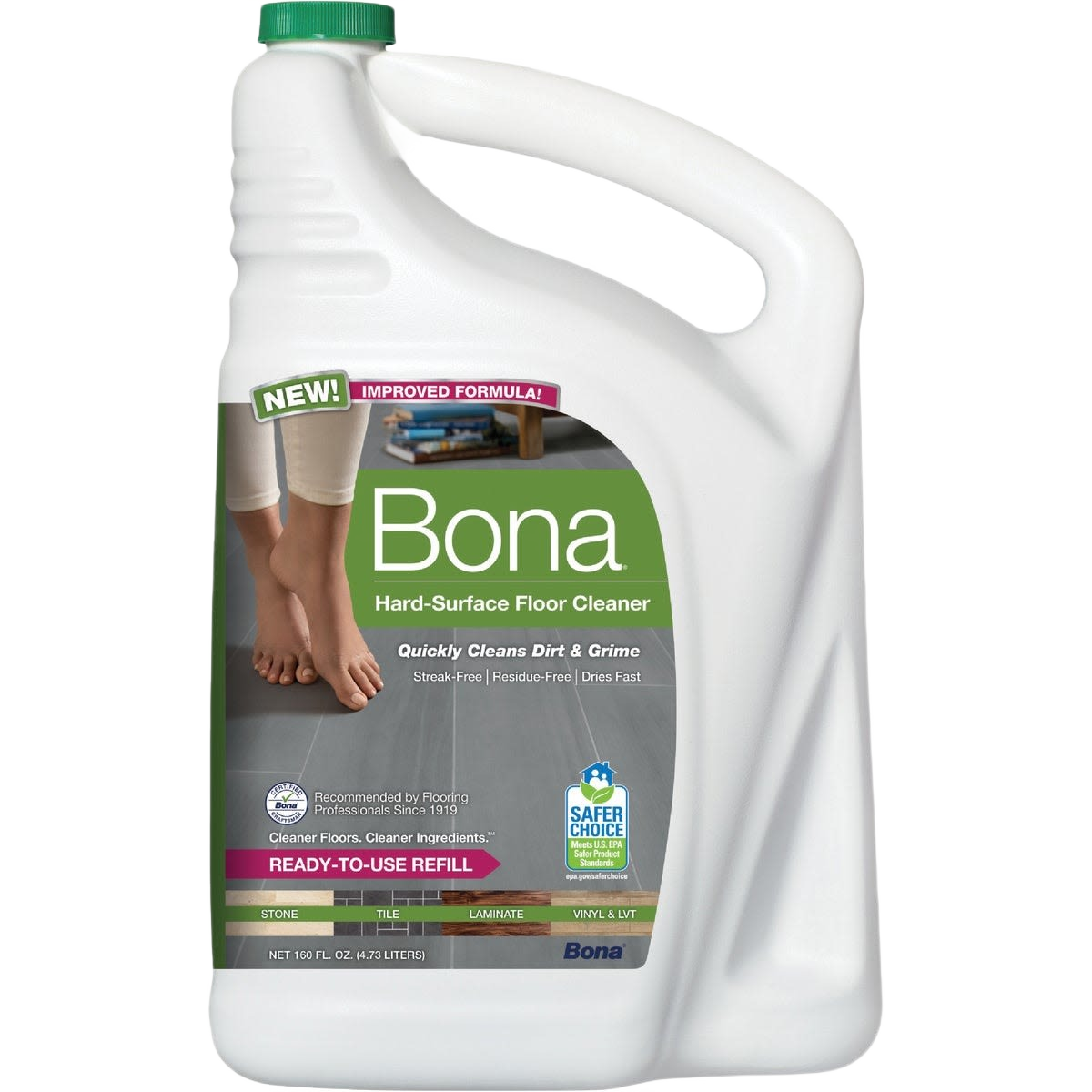 Bona hard surface floor cleaner 160 oz refill for laminate, tile, vinyl, stone, and cleaning supplies at Hartville Hardware