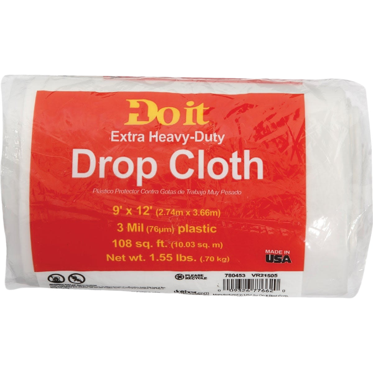 Clear 3 mil plastic drop cloth for surface protection during painting, part of drop cloths and paint supplies collections under $50.