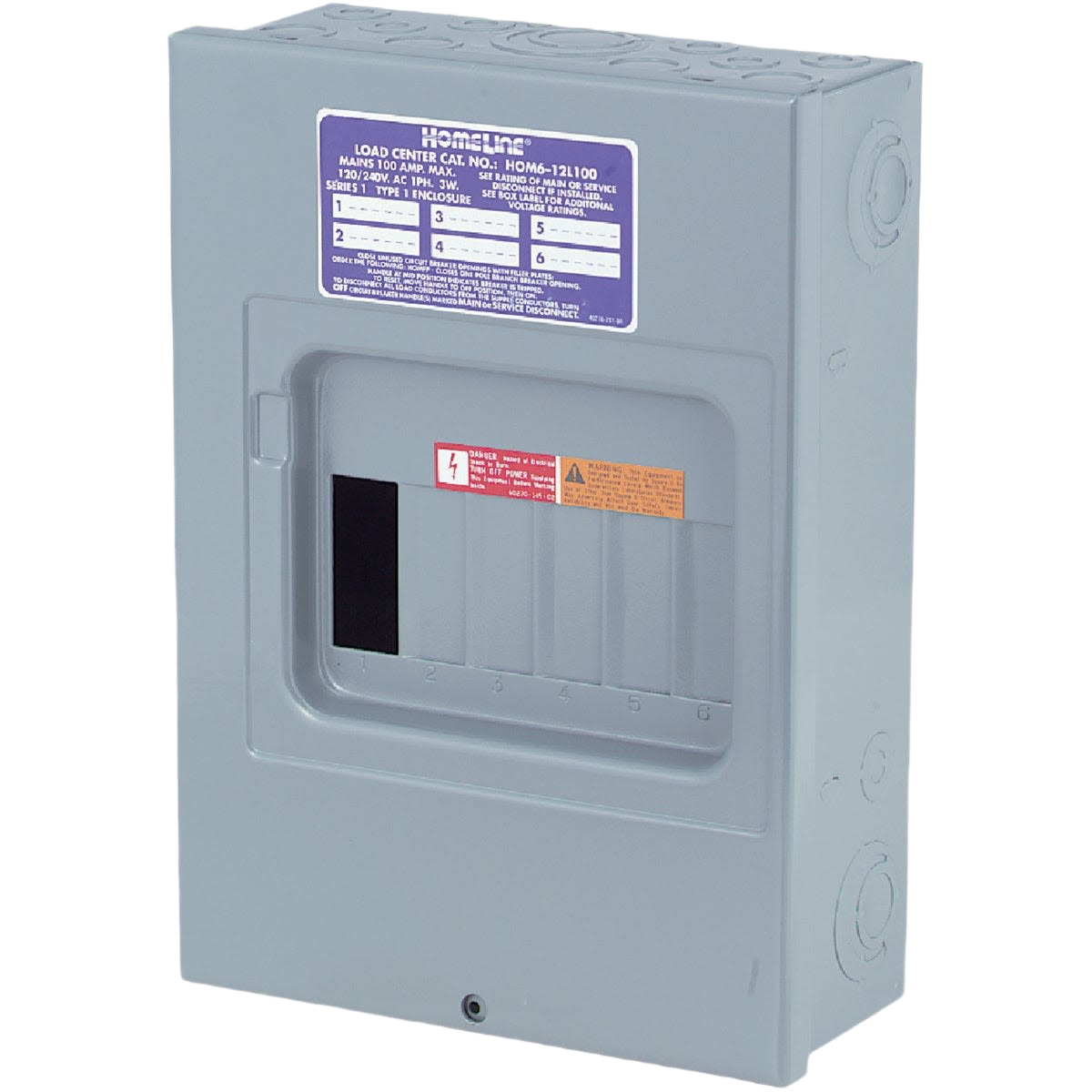 Gray metal indoor load center with main lug design for home improvement electrical panel installations