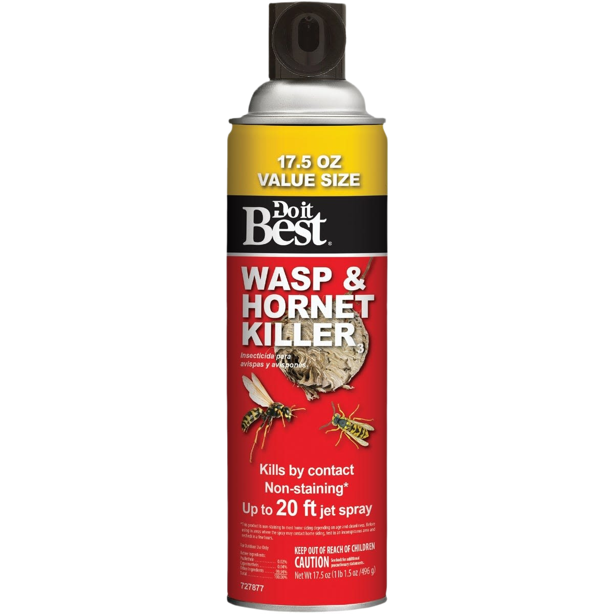 Red and yellow Do it Best insect spray can for wasp and hornet control in lawn and garden pest management collections