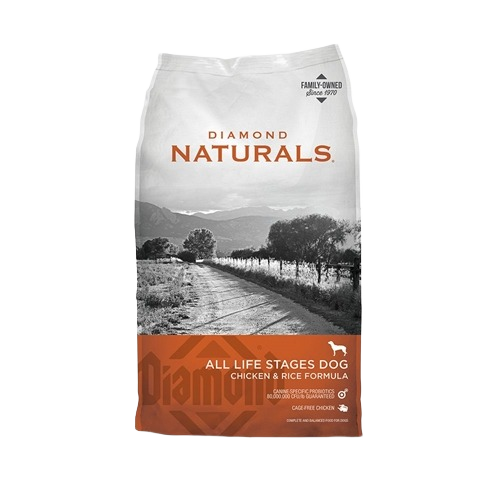 40 lb bag of Diamond Naturals chicken and rice dry dog food for all life stages in pet food and supplies collections
