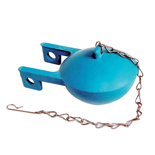 Blue toilet tank flapper with metal chain for plumbing repair and toilet parts under $50 in home improvement tools