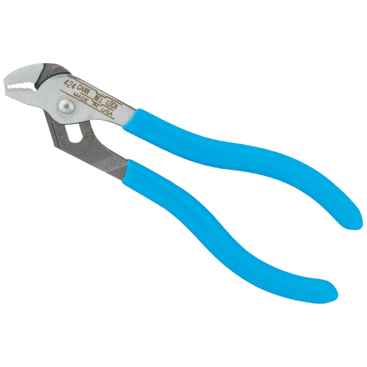 Straight jaw groove joint pliers with blue grips for grip adjustment in tools and home improvement tasks
