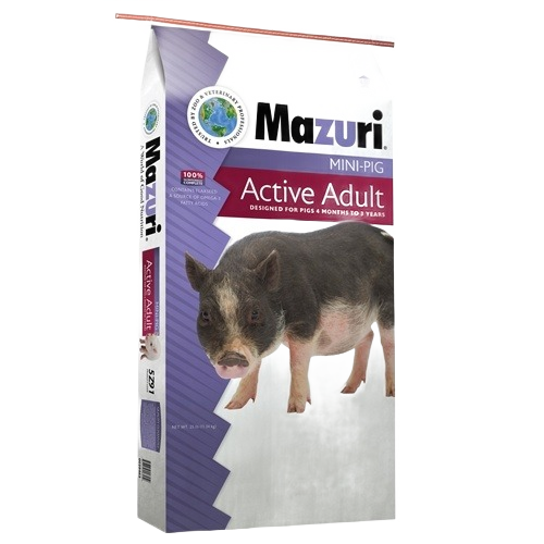 25 lb. bag of Mazuri Mini Pig active adult pellets with nutritional blend for pigs aged 4 months to 3 years