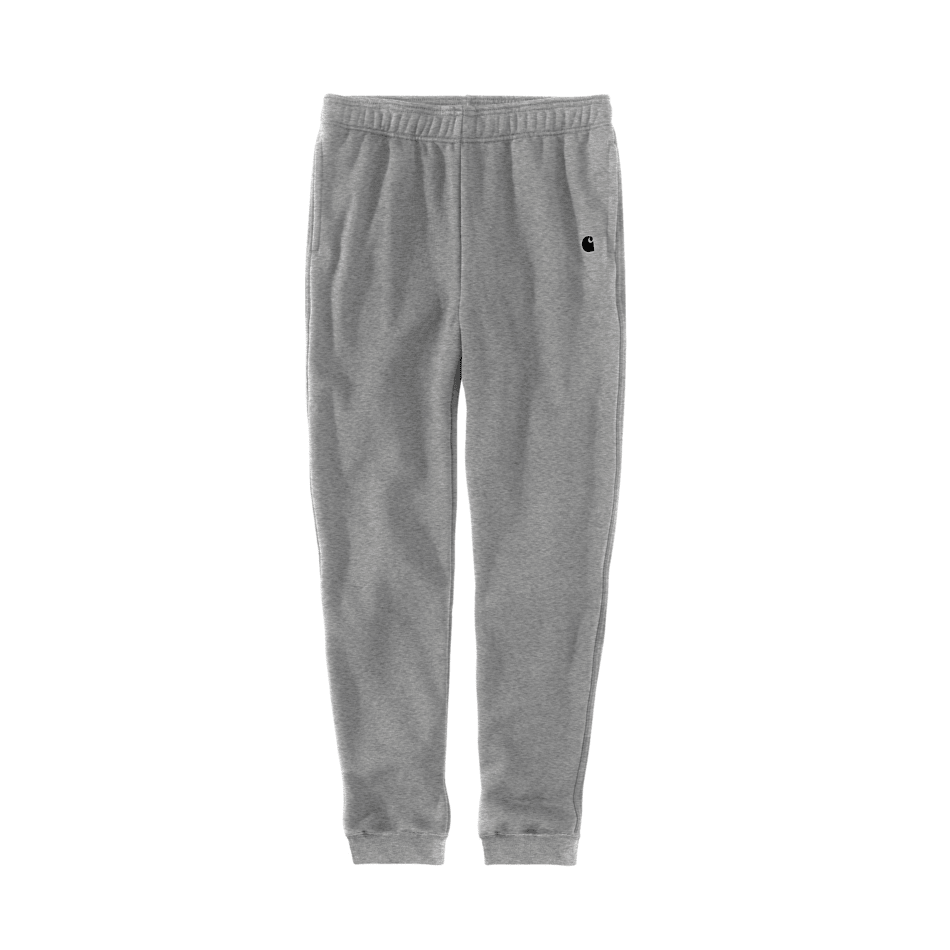 Heather gray tapered sweatpants with elastic waistband and subtle logo detail for casual comfort and style