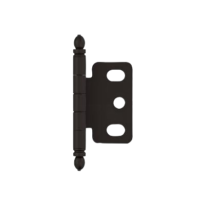 Oil-rubbed bronze partial wrap cabinet hinge with decorative ball tip for 3/4" door thickness in home improvement projects