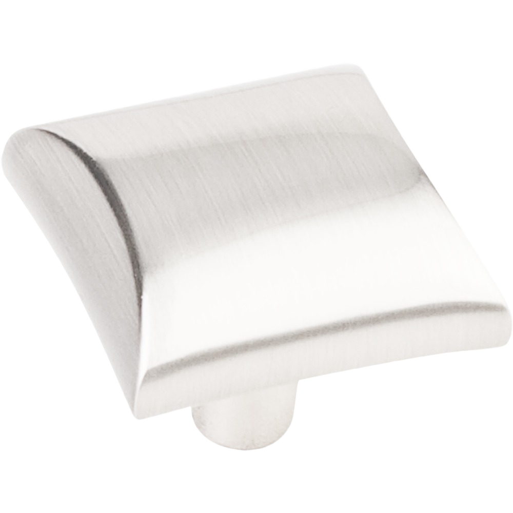 Square satin nickel cabinet knob with modern curved edges for furniture hardware under $50 collections