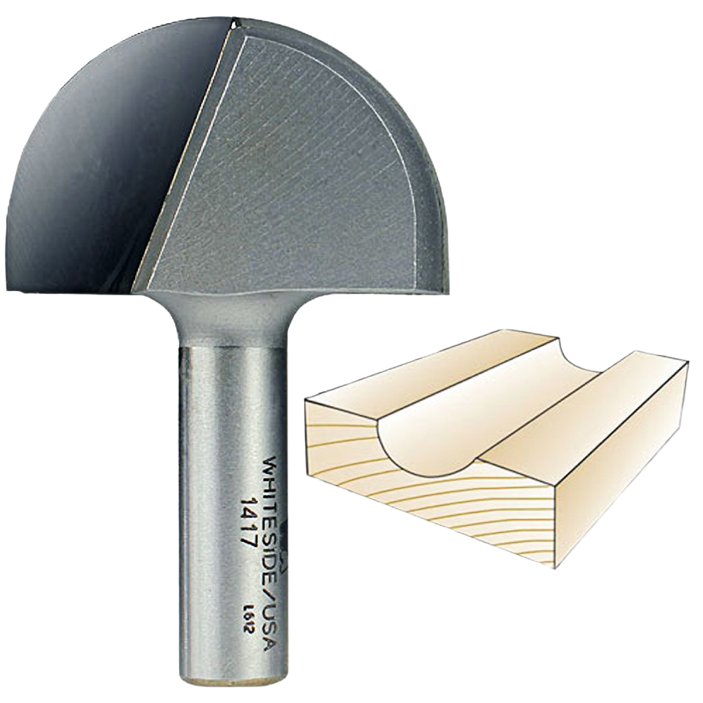 Half-round core box router bit with steel shank for woodworking grooves in tool accessories and drill bits collections