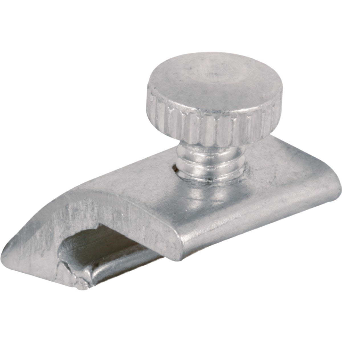 Aluminum storm door panel clip with adjustable screw, designed for hardware and home improvement projects under $50
