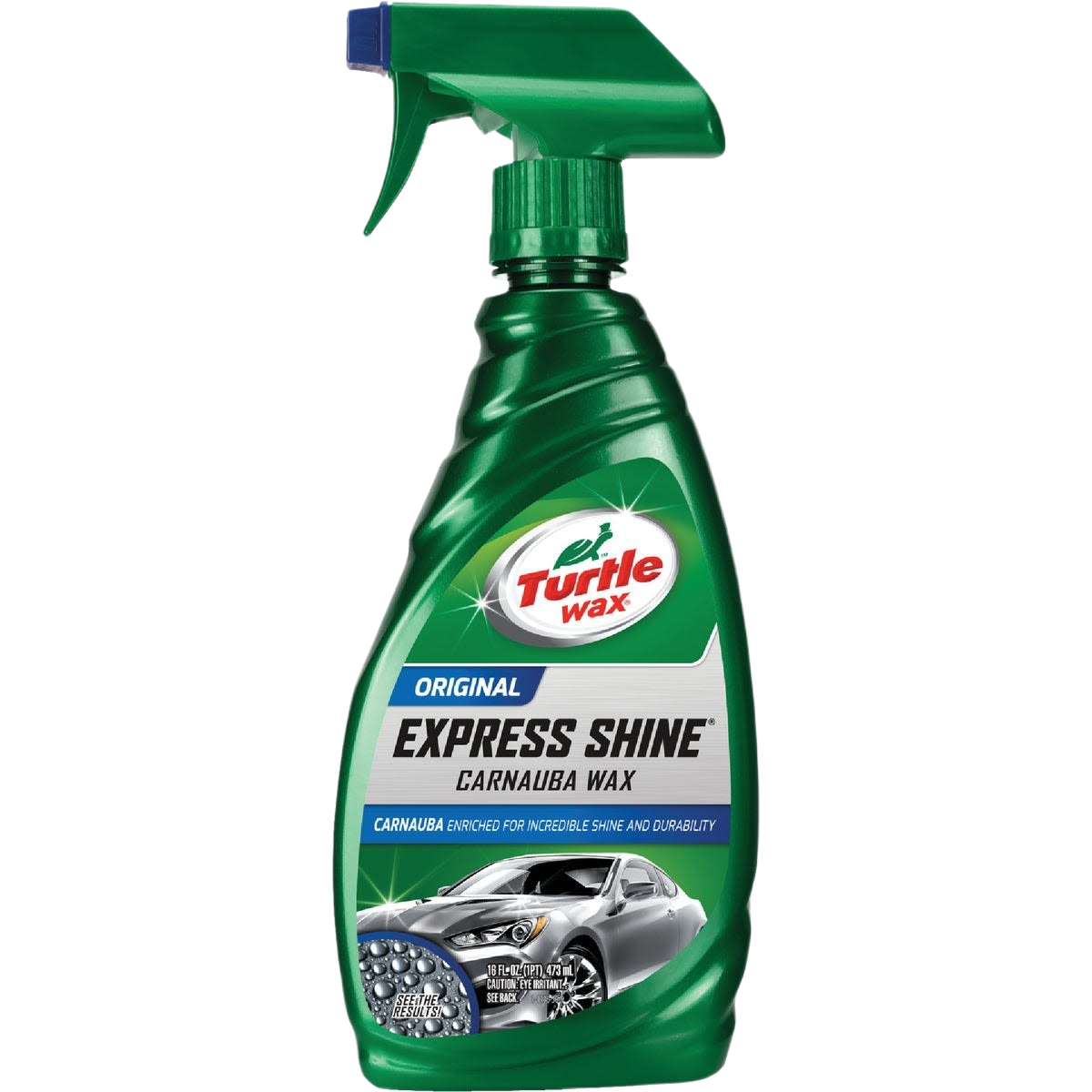 Green spray bottle of carnauba wax for automotive shine in cleaning supplies and car care accessories collections