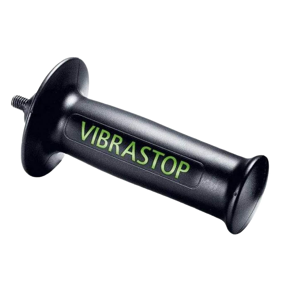 Black auxiliary handle with VIBRASTOP vibration dampening for power tool accessories in woodworking collections