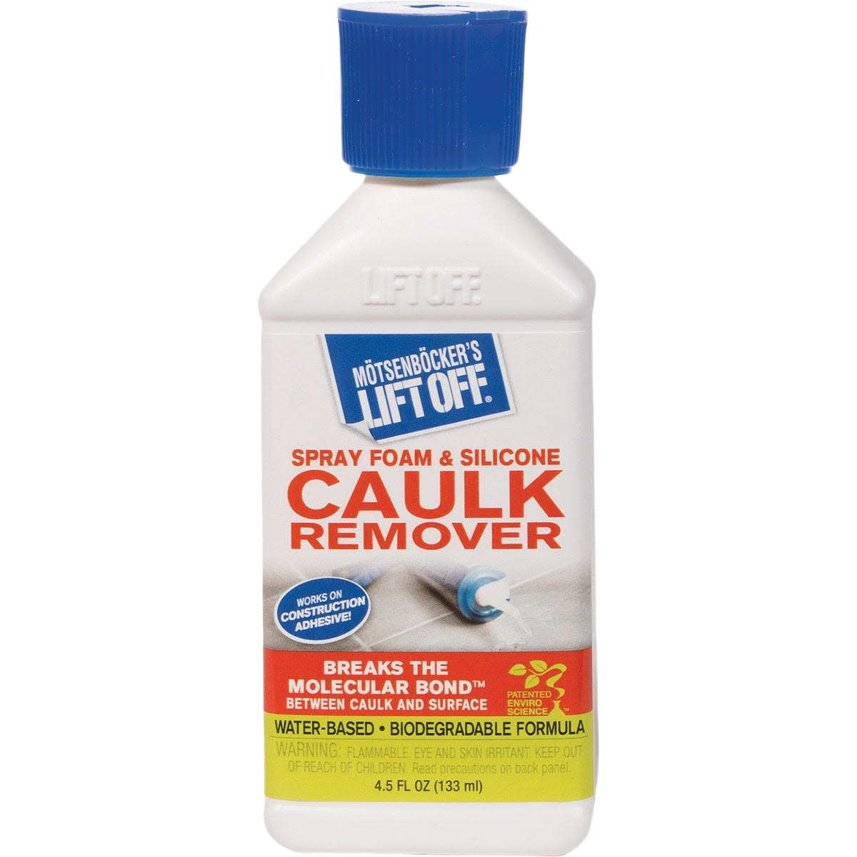White bottle of spray foam and silicone caulk remover gel with blue cap for home improvement tools under $50