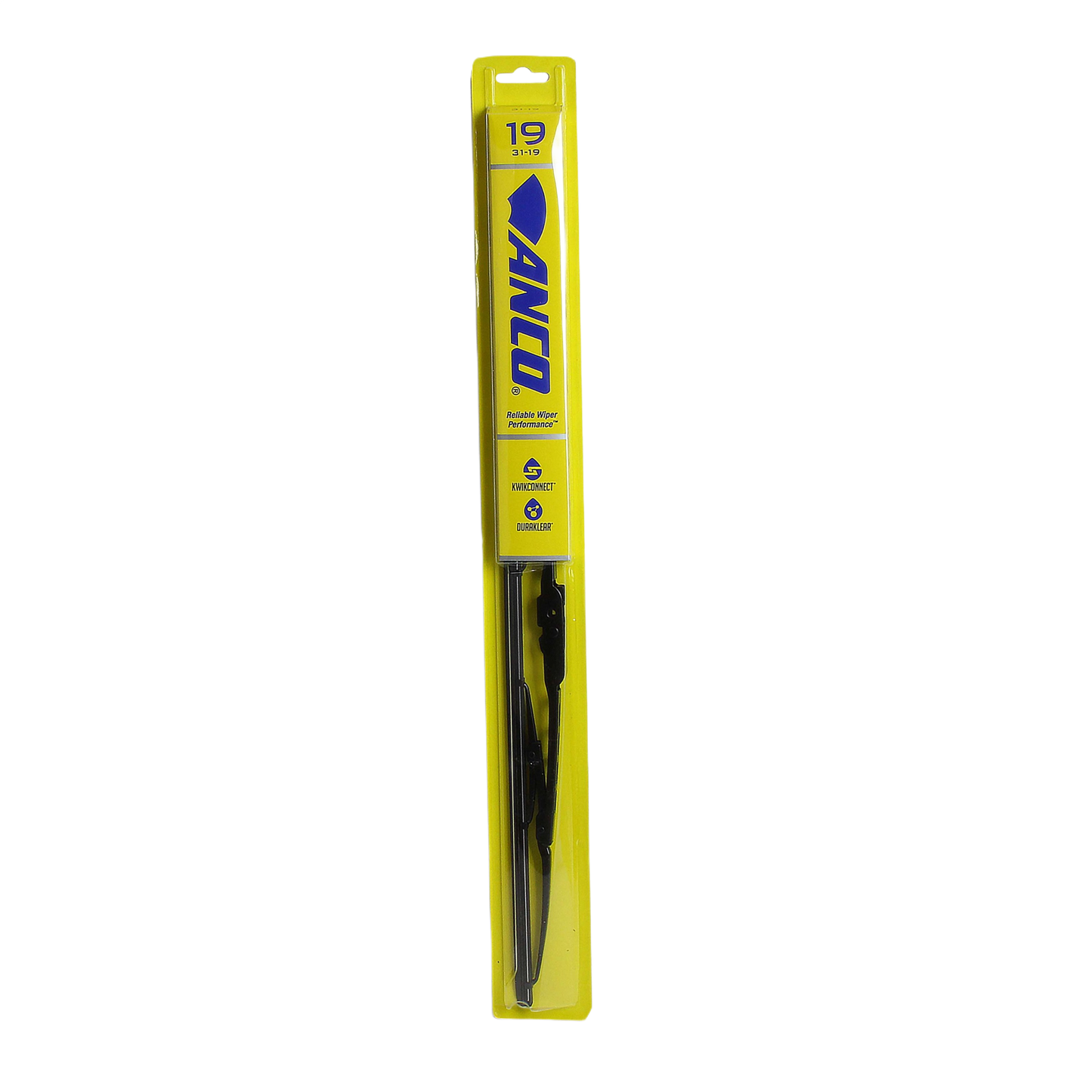 Yellow-packaged 19-inch Anco wiper blade with Kwik-Connect adapter for vehicle maintenance and Home Improvement tasks