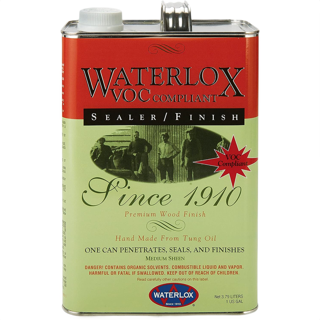 Metal can of Waterlox clear tung oil-based sealer and finish for wood in stains and sealers collection