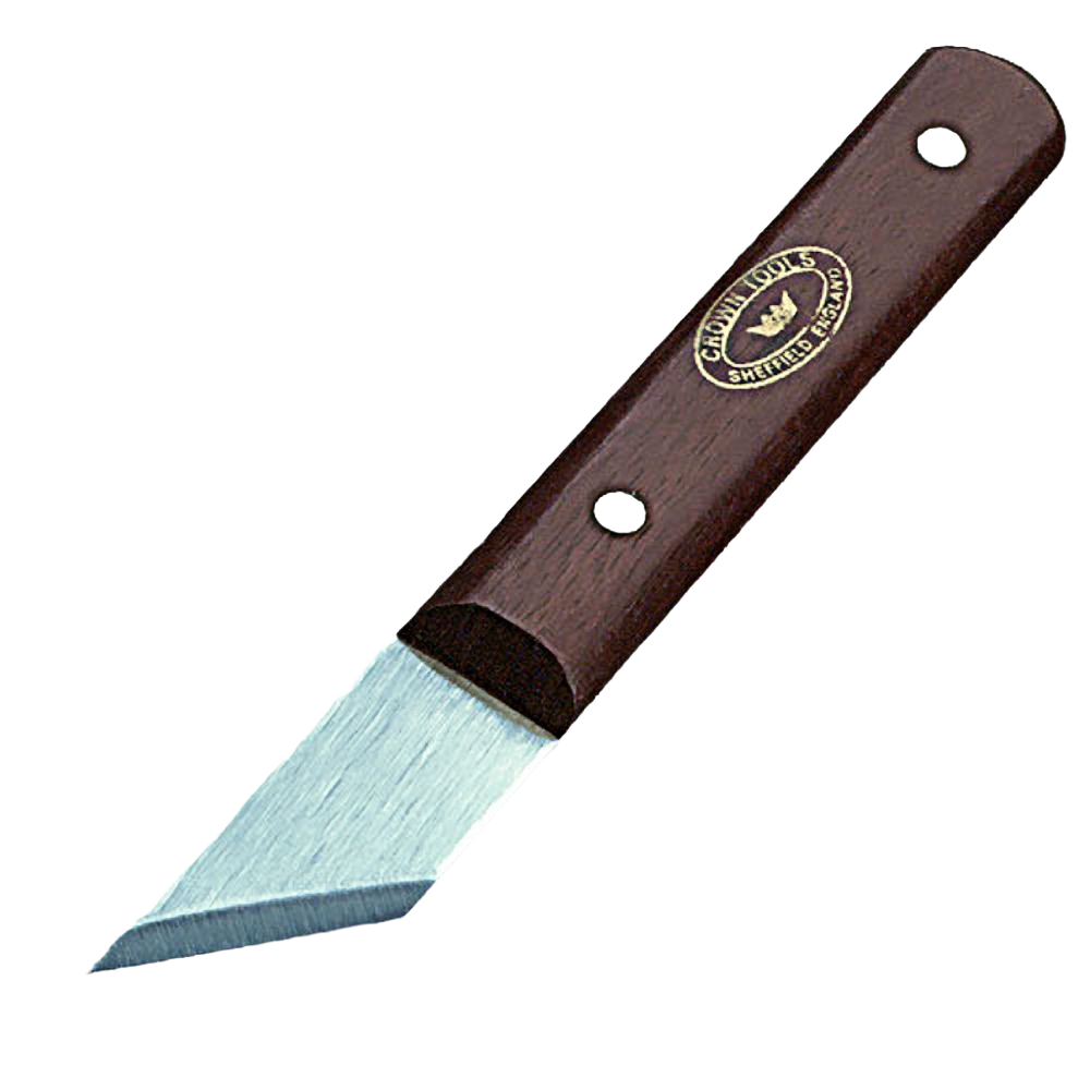 Left-hand marking knife with polished steel blade and dark wood handle for precision woodworking tools and home improvement tasks