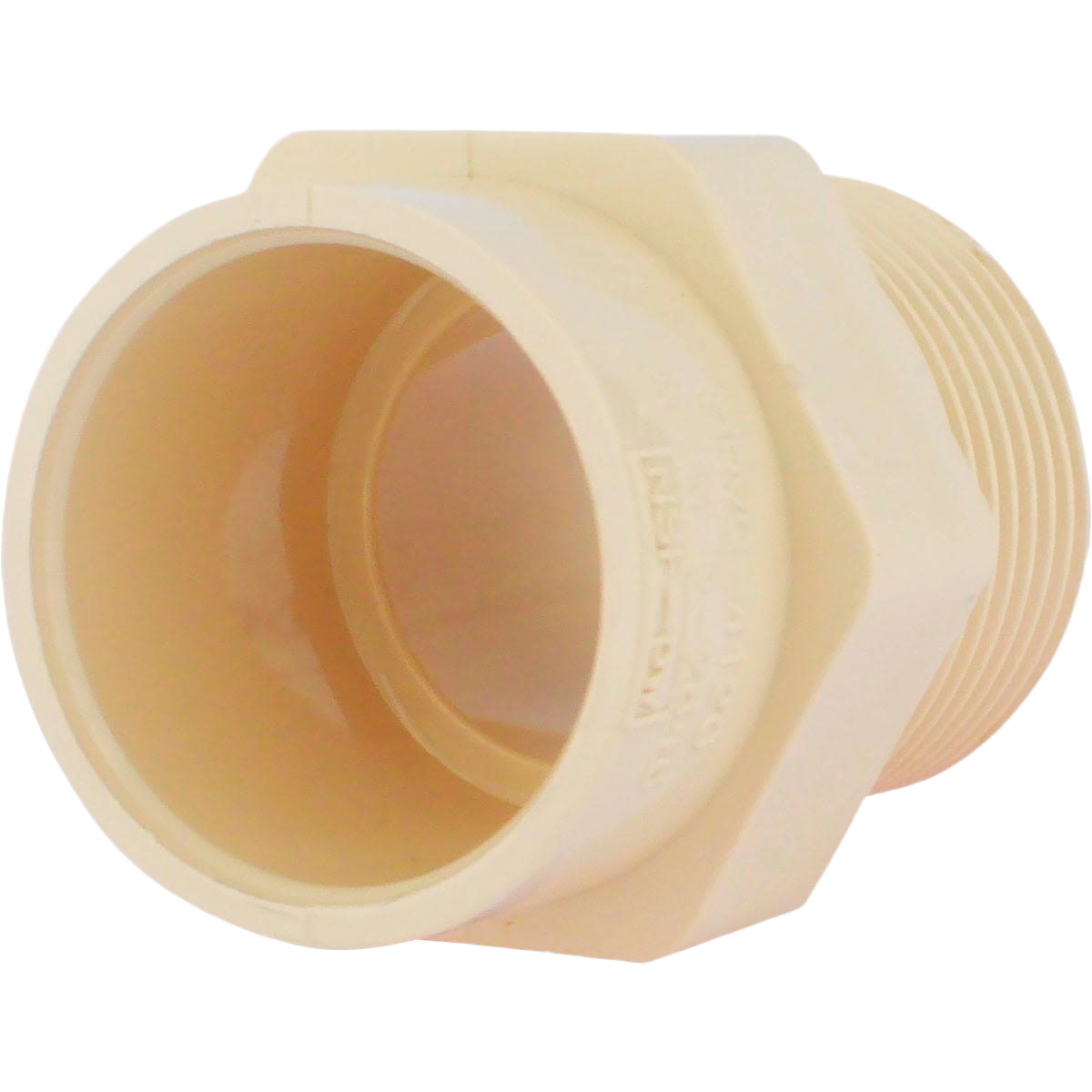 Beige CPVC plumbing adapter with male threaded end for connecting metal fittings in Pipes & Fittings and Plumbing collections