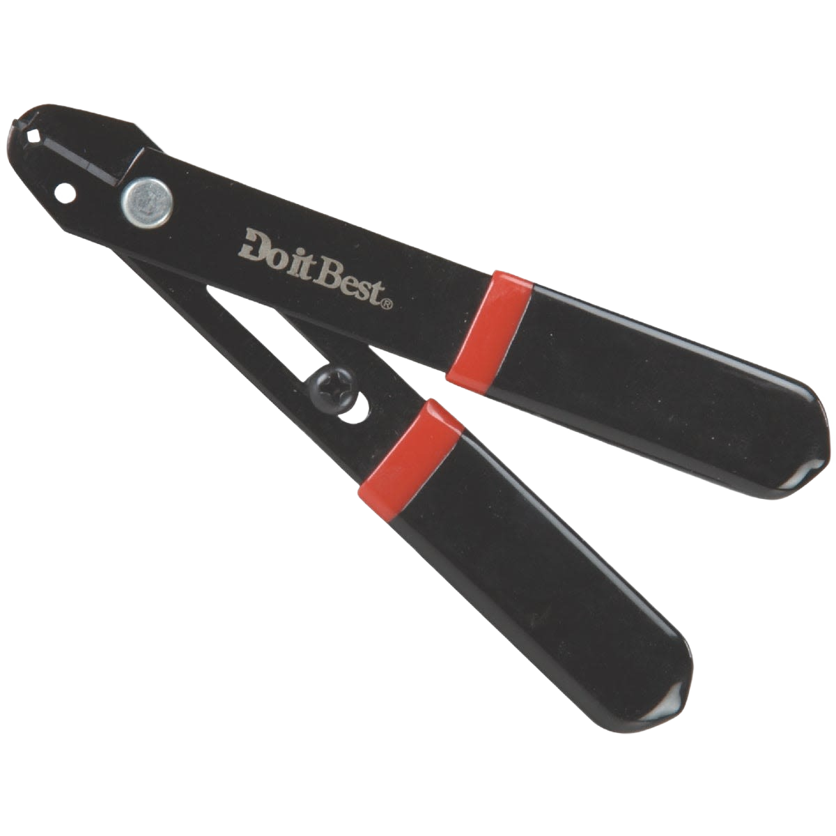 Black wire stripper with red accents designed for solid and stranded wire in tools and home improvement tasks