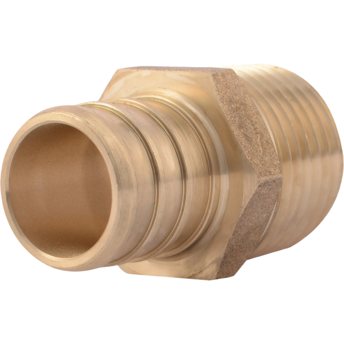 Brass plumbing adapter with threaded male end and compression fitting for PEX pipes in plumbing tools under $50 collection