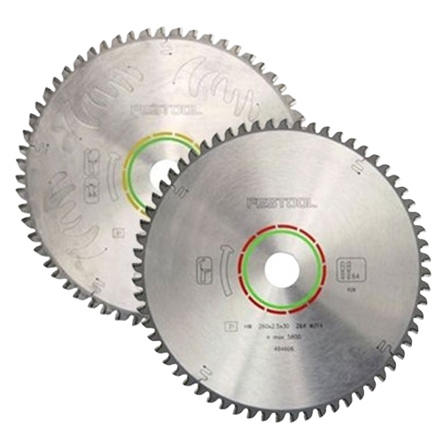 Pair of circular saw blades with precision teeth for woodworking tool and power tool accessories collection