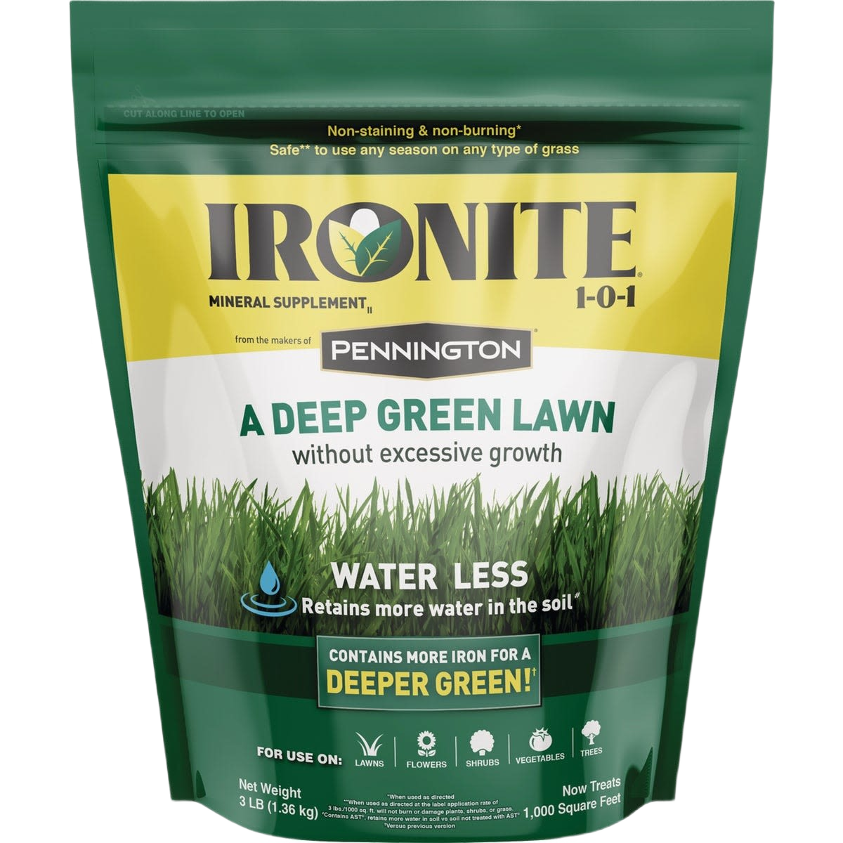 Green lawn mineral supplement bag promoting deep greening with water retention for lawn and garden care projects under $50 collection