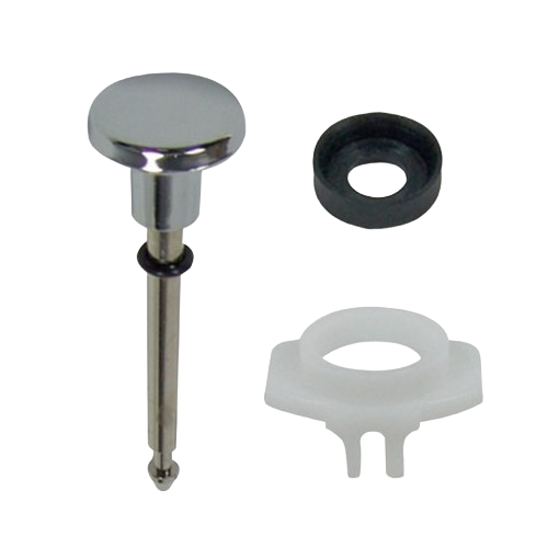 Chrome tub spout diverter repair parts kit with plastic and rubber components for plumbing and shower repair tasks