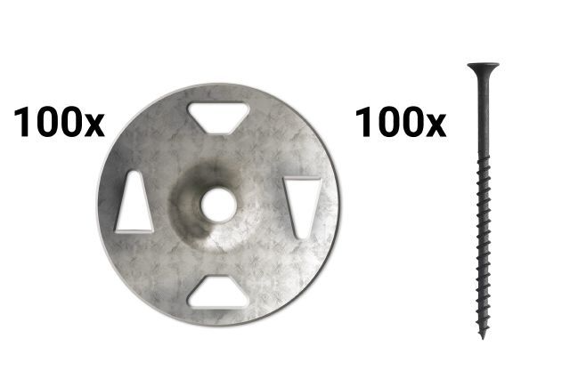 Set of 100 metal washers with triangular cutouts and 100 screws for tile and flooring installation under $50
