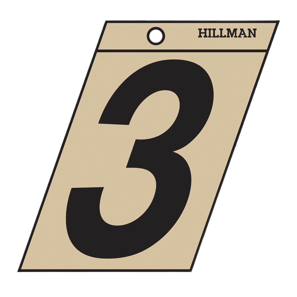 Black number 3 decal with gold background and adhesive backing for home improvement use