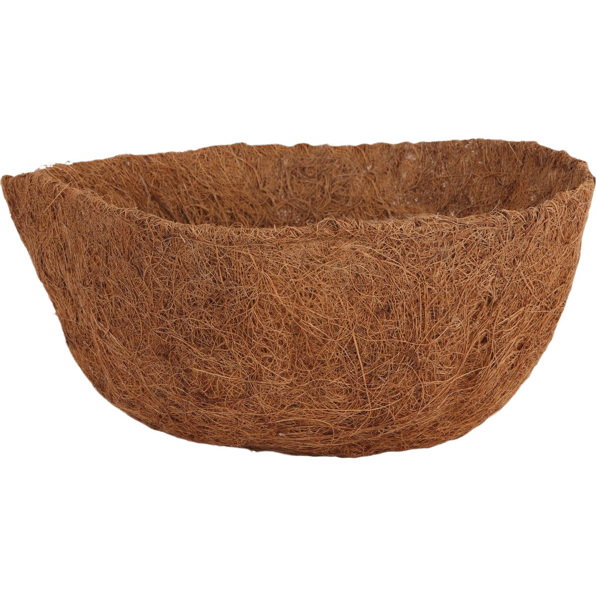 Natural brown coco fiber plant liner designed for garden pots and hanging baskets, 12-inch size replacement.