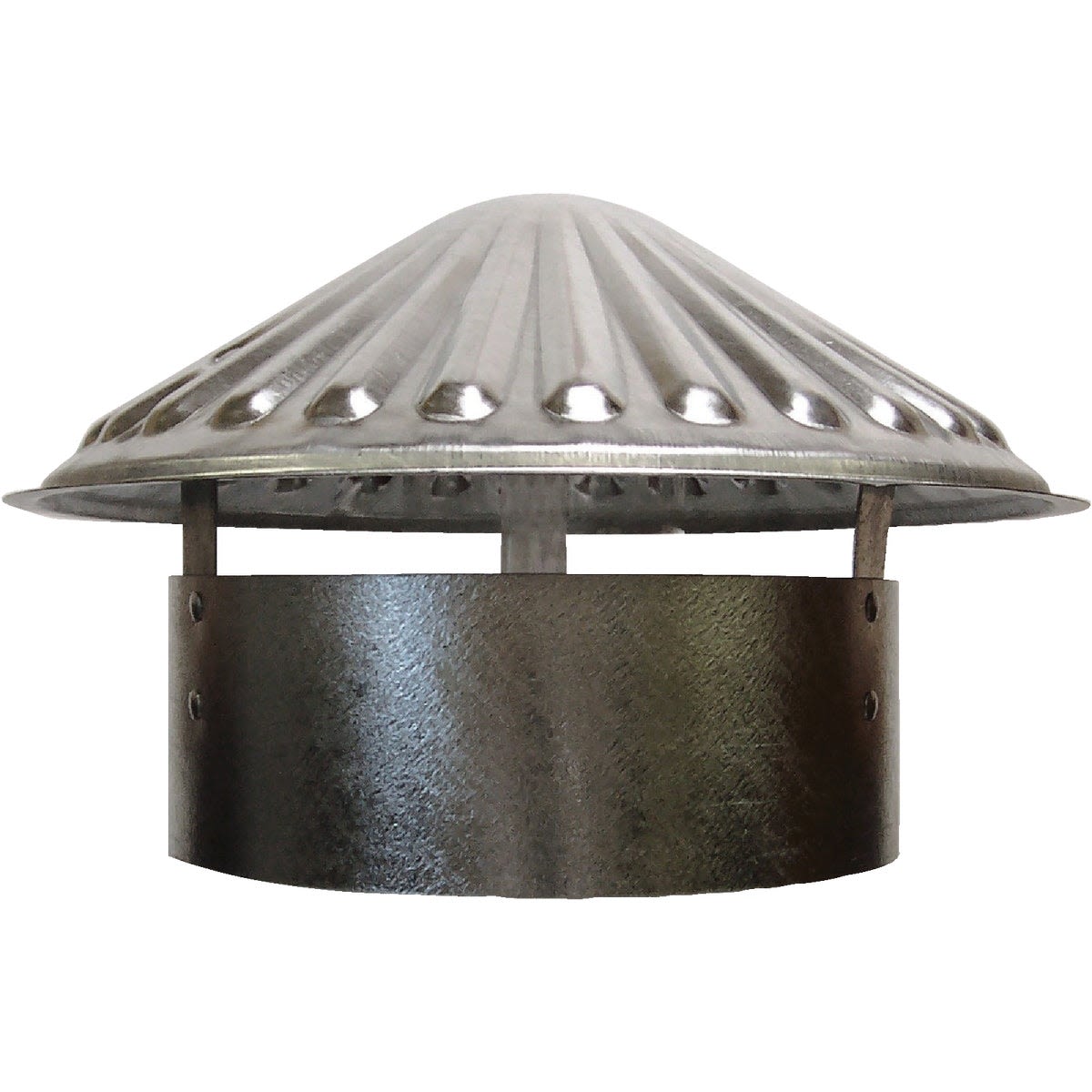 Galvanized steel vent pipe cap with ribbed conical top, designed for plumbing protection in home improvement under $50 collection