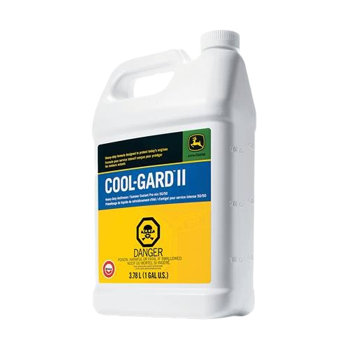 One-gallon white container of John Deere Cool-Gard II premixed coolant in antifreeze and lubricants collection