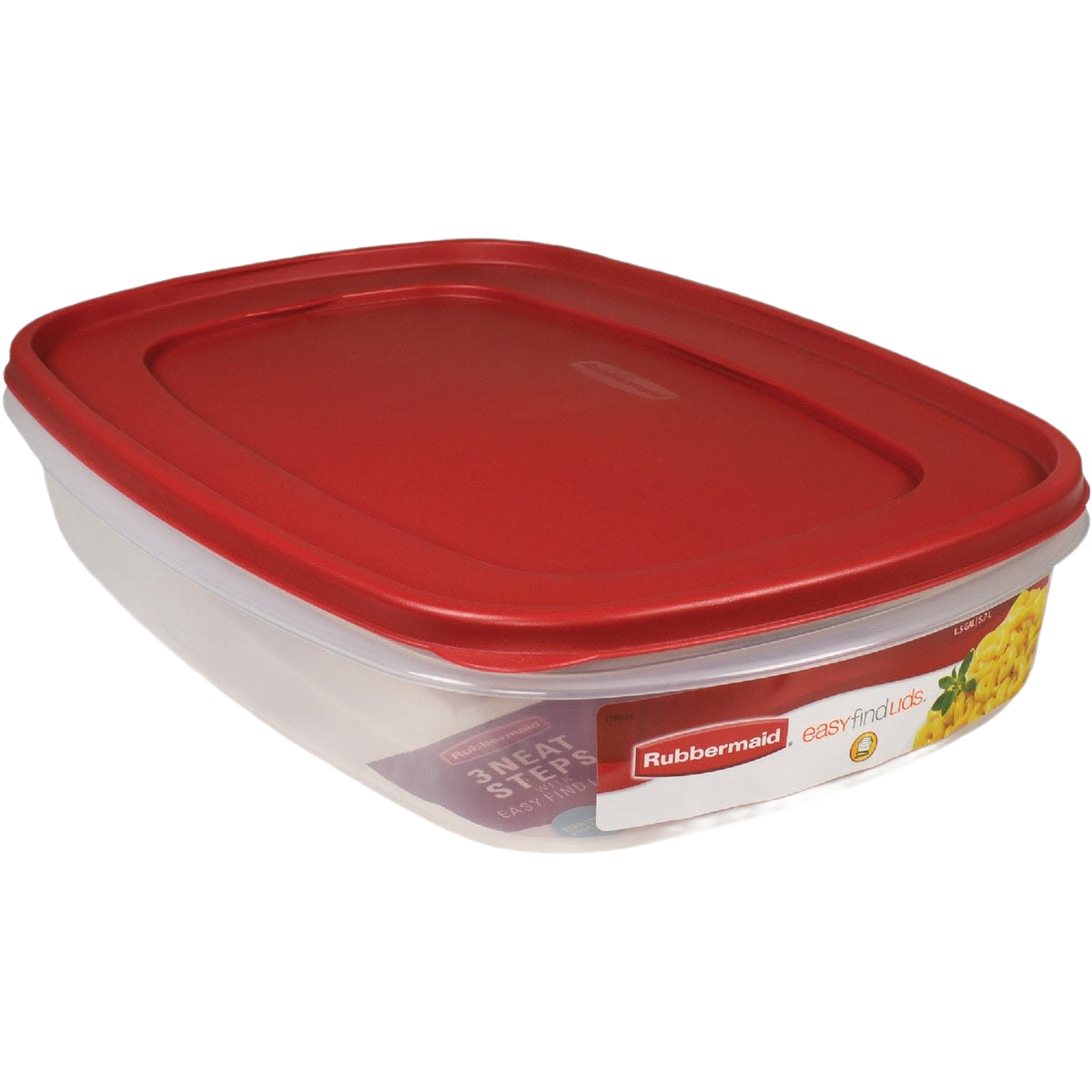 Clear food storage container with red snap-on lid, ideal for kitchen organization and food storage under $25