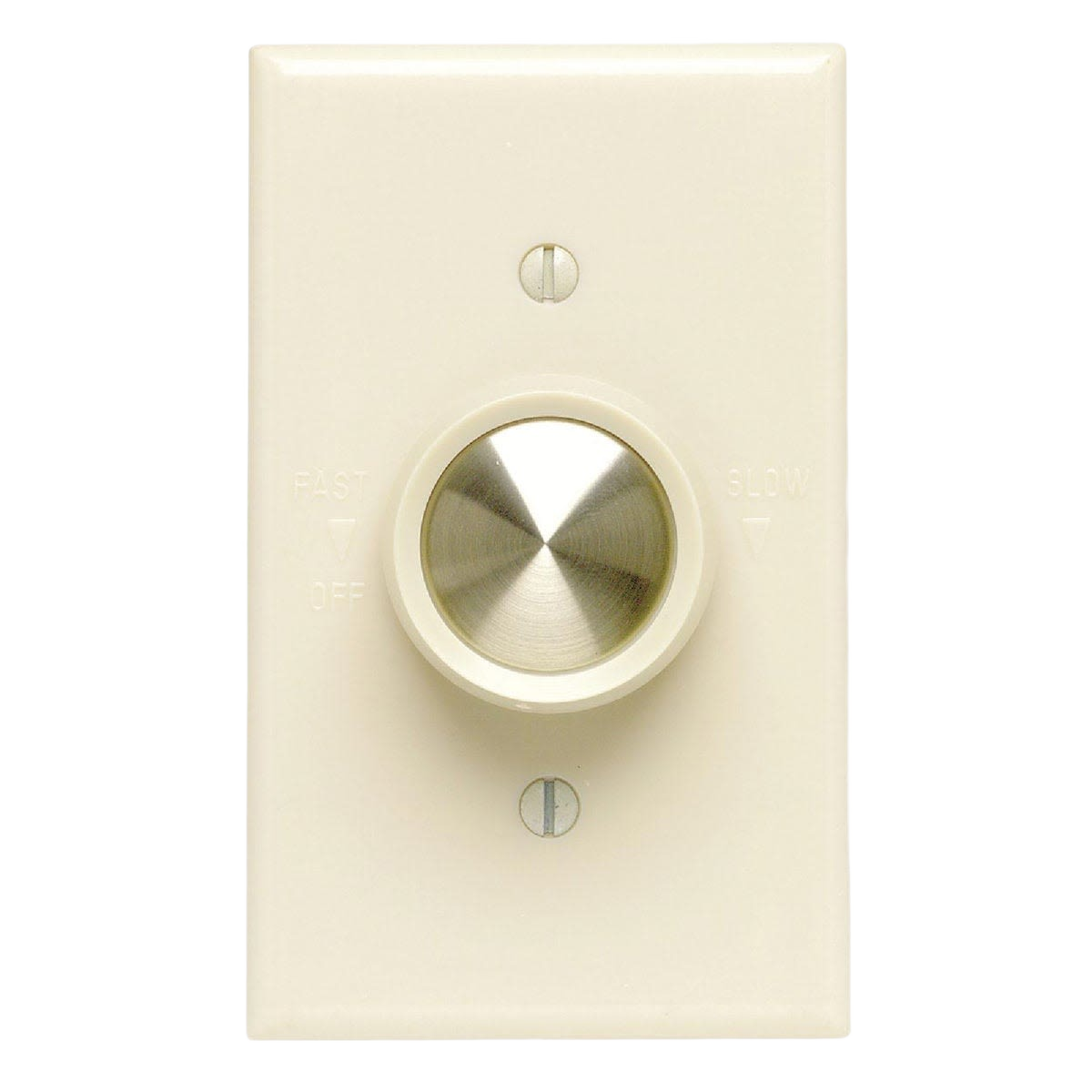 Ivory rotary fan control switch with variable speed dial for customizable airflow in home improvement projects