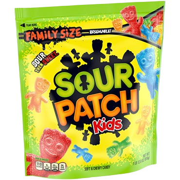 Resealable family-size bag of colorful sour and sweet gummy candy in Chocolates & Candies collection