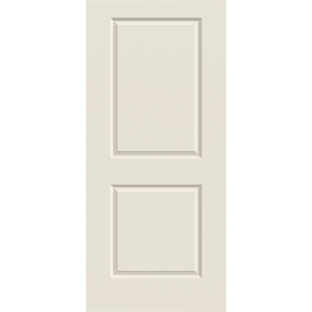 Carrara primed two-panel solid core interior door for durable home improvement projects and elegant room separation