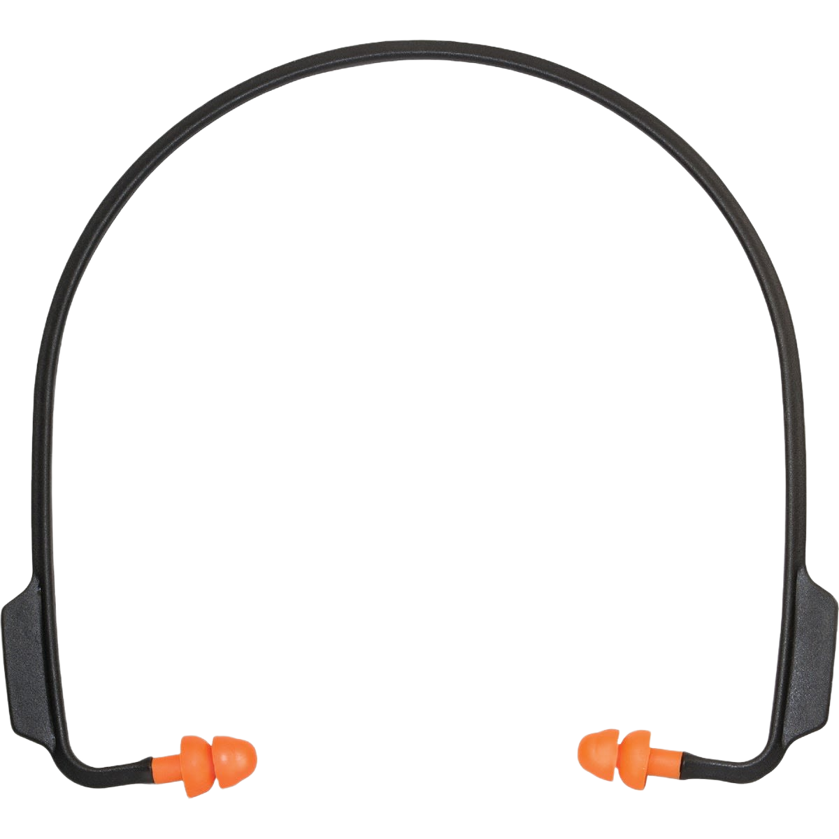 Black banded ear plugs with orange gel tips for hearing protection in safety and hardware tool collections
