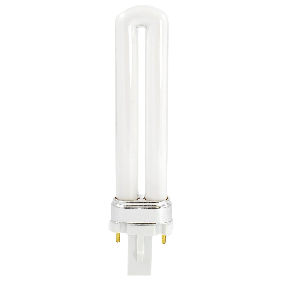 Compact 5 watt pin-base fluorescent bulb designed for energy-efficient lighting in home improvement and electrical use.