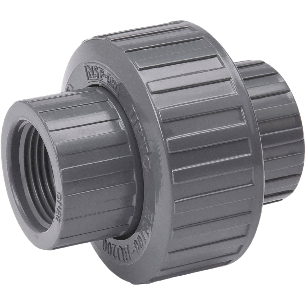 Gray Schedule 80 PVC threaded union for plumbing systems in pipes and fittings home improvement projects