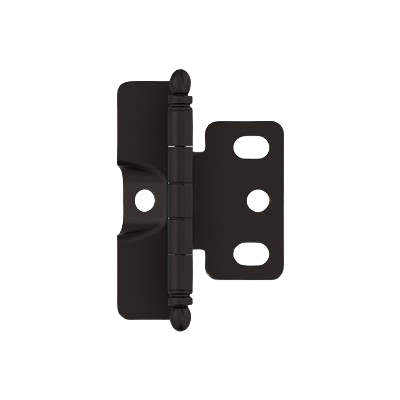 Dark oil-rubbed bronze cabinet hinge with ball tip design for home improvement and door installation projects