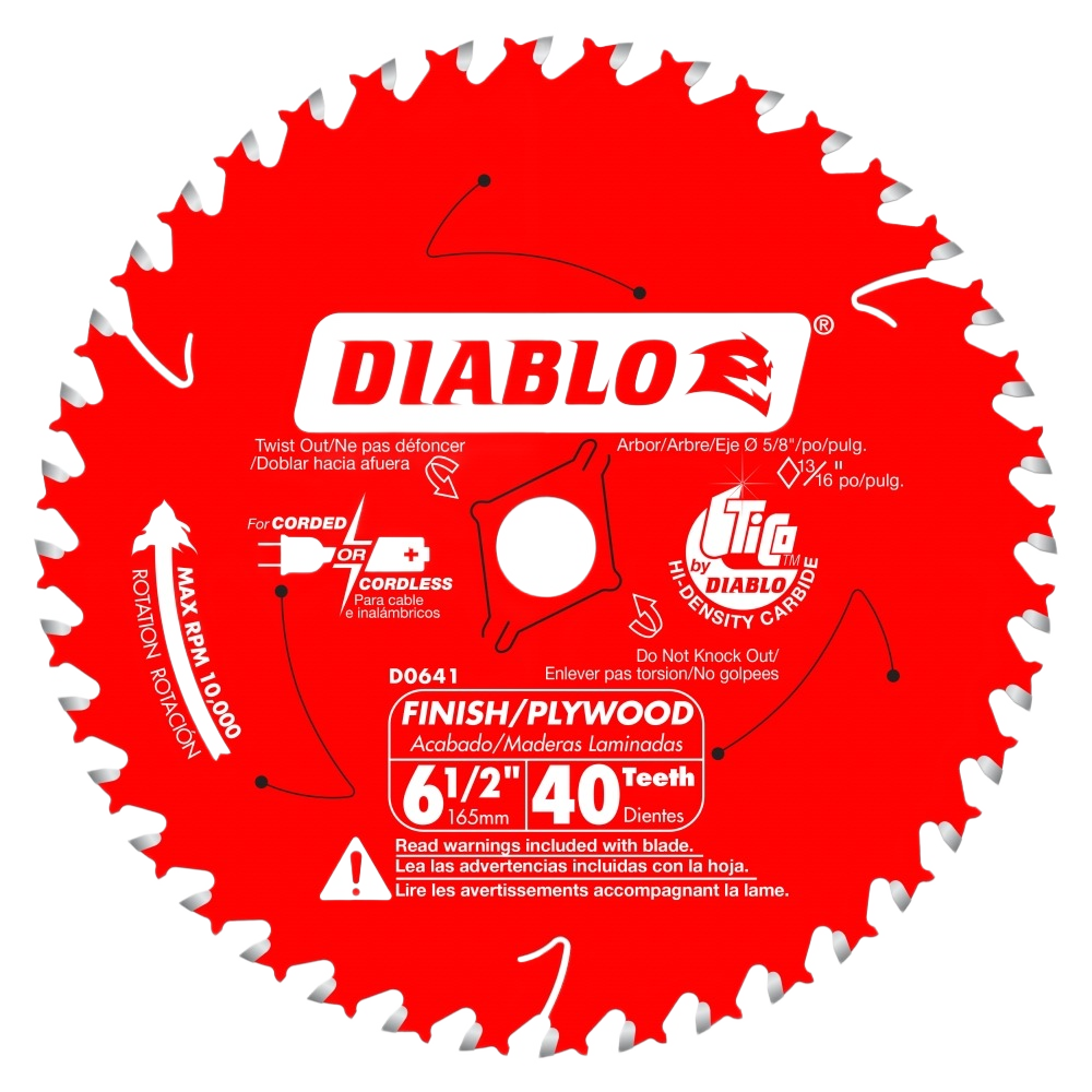 Red Diablo finish trim saw blade with 40 teeth for woodworking tools and power tool accessories under $50 collection