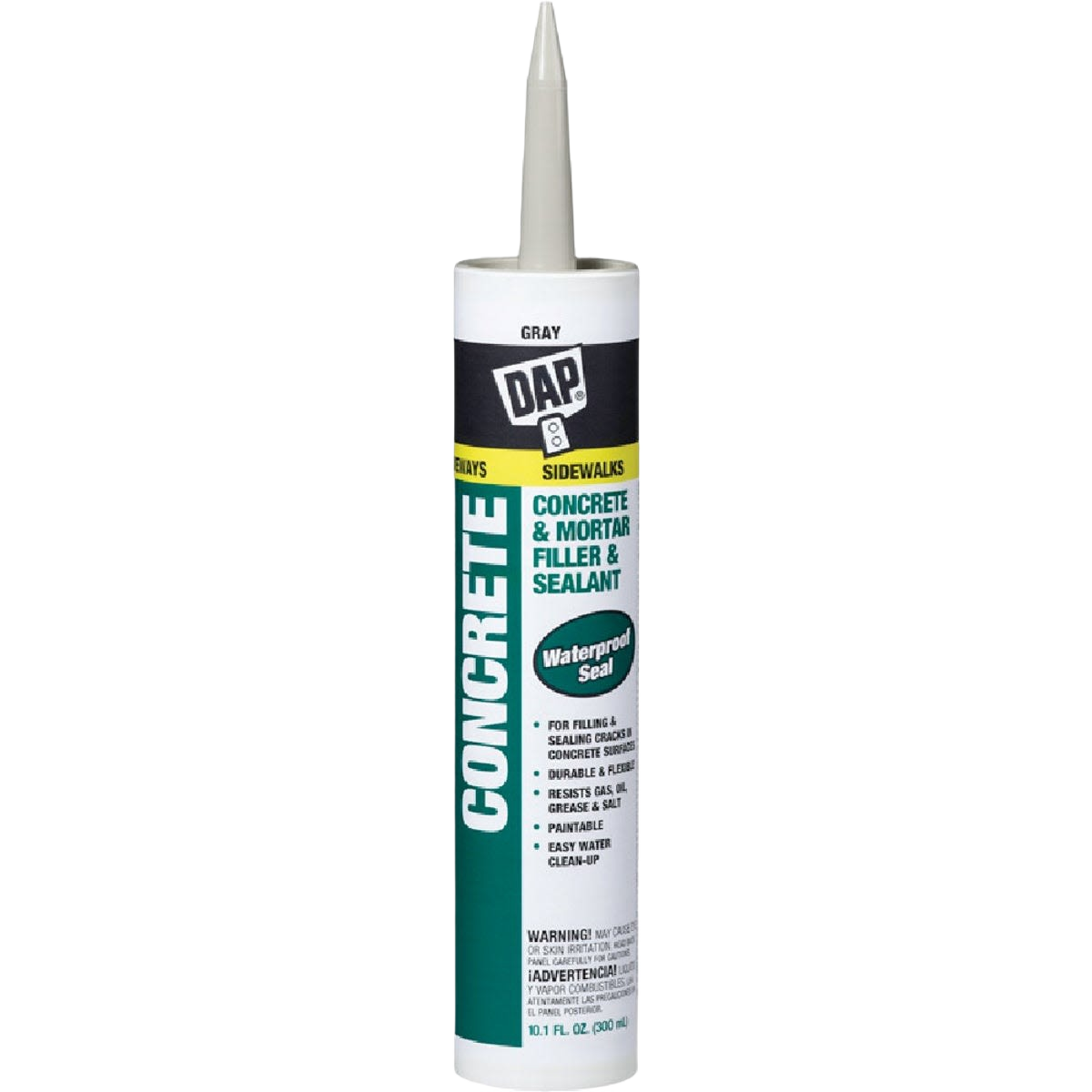 Gray latex concrete sealant with silicone in a 10.5 oz tube for durable home improvement sealing tasks