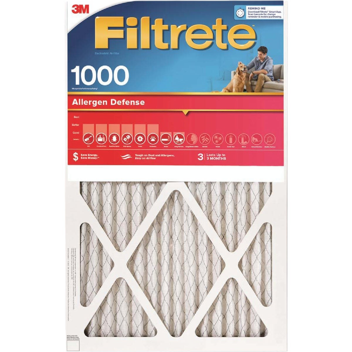 High-efficiency allergen defense furnace filter designed for heating and cooling systems in home improvement collections