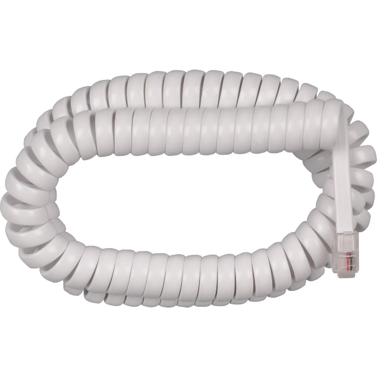 Coiled white telephone cord with modular connector for wire and electrical home improvement collections under $50