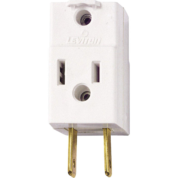 White 3-outlet cube tap adapter with brass prongs for electrical use in home improvement under $50 collections