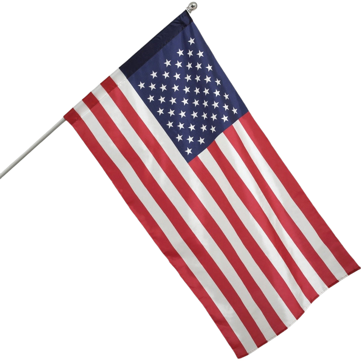 Outdoor nylon American flag attached to a metal pole, suitable for lawn and garden decor under $100