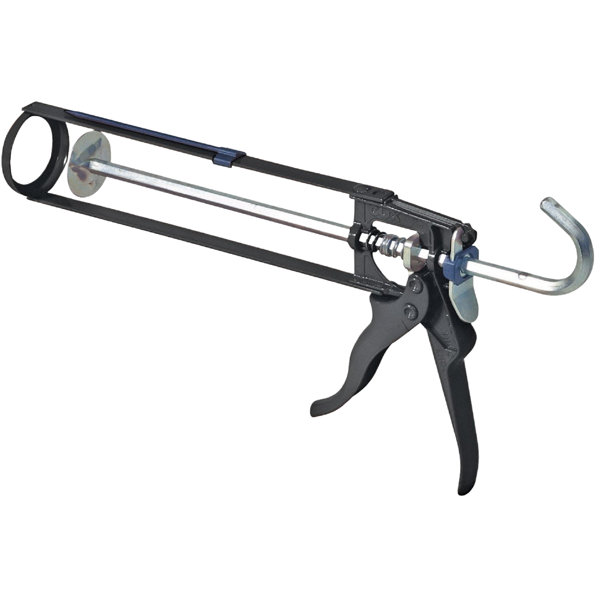 Professional-grade caulk gun with die-cast zinc alloy frame for durable, precise application in paint and home improvement tools.