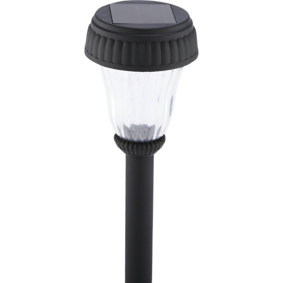 Black plastic solar-powered path light with clear lens for outdoor landscape and lawn lighting under $50 collections