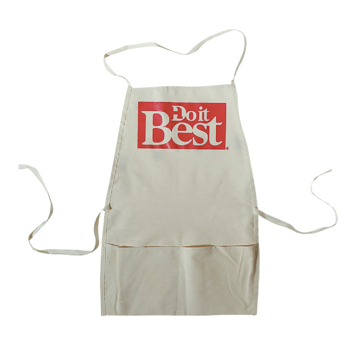 Natural heavy-duty canvas bib apron with large pockets for woodworking tools and workshop organization under $50 collection