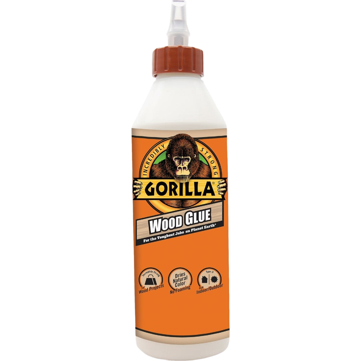 18 oz Gorilla wood adhesive bottle in orange label for wood projects in Glue & Adhesives and Home Improvement collections