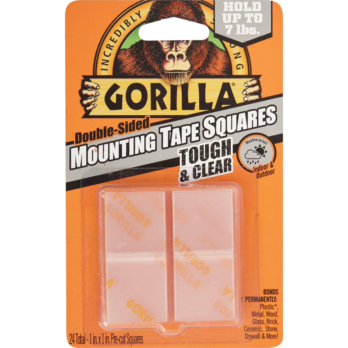 Clear double-sided mounting tape squares with 7 lb. hold for indoor and outdoor home improvement projects